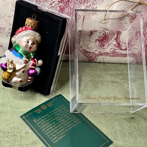 Vintage Christmas Ornament Handcrafted Glass Jeweled‎ Snowman Unique Treasures - Picture 1 of 17